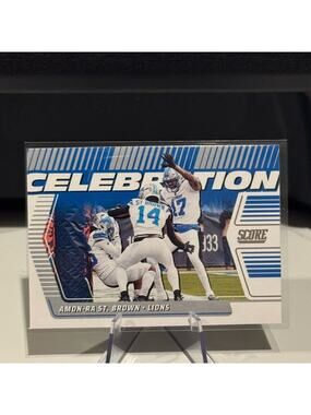 🔥 2025 Panini Score Amon-Ra St. Brown Celebration Card. Detroit Lions